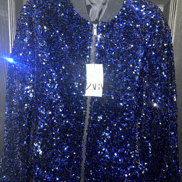 Worn once! NEW ZARA MEN’S JACKET SIZE L-XL BLACK & BLUE COLOR WAY . - Picture 2 of 6